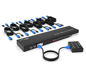 lot 25743 image: 8 Port KVM Switch HDMI, MT-VIKI 4K30Hz Rack Mount KVM HDMI Switch wIR Remote & Wire-Desktop Controller & 8 HDMI KVM Cables