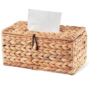 lot 25745 image: KOLWOVEN Tissue Box Holder, Tissue Box Cover Rectangular, Rattan Wicker Rectangle Tissues Box Cover, Boho Decorative Woven Facial Tissue Holder on Table and Barthroom (Rectangle)