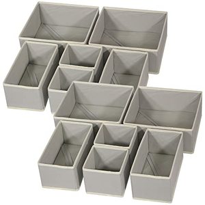 lot 25746 image: DIOMMELL 12 Pack Foldable Cloth Storage Box Closet Dresser Drawer Organizer Fabric Baskets Bins Containers Divider for Baby Clothes Underwear Bras Socks Lingerie Clothing,Grey 444