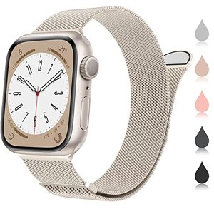 lot 25791 image: Marge Plus Compatible with Apple Watch Band Series 9, Ultra 2, SE, Ultra 8 7 6 5 4 3 2 1 38mm 40mm 41mm 42mm 44mm 45mm 49mm Women and Men, Stainless Steel Mesh Loop Magnetic Clasp Replacement for iWatch Bands (41mm40mm38mm, A--Starlight).