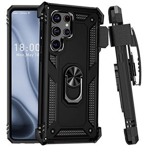 lot 25793 image: for Galaxy S22 Ultra Case, Samsung S22 Ultra Case with Belt Clip Holster Ring Holder, Shockproof Protection CaseFit for Magnetic Car Mount Cover for Samsung Galaxy S22 Ultra (Black)