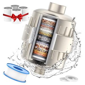 lot 25797 image: Shower Water Filter - 24 Stage Shower Filter Shower Head Filter for Hard Water with 4 Replaceable Filter Cartridges Protects Your Skin and Hair from Chlorine and Heavy Metals in Water, Brushed Nickel