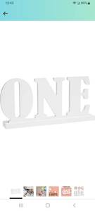 lot 25804 image: ONE Wooden Letter Sign for First Birthday, Anniversary, Baby Shower Party Table Decoration � by ZouYeeWhite)