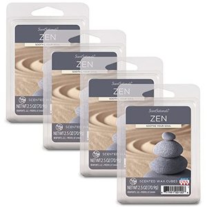 lot 25807 image: Scentsationals Scented Wax Fragrance Melts - Zen - Wax Cubes Pack, Home Warmer Tart, Electric Wickless Candle Bar Air Freshener, Spa Aroma Decor Gift - 2.5 oz (4-Pack)