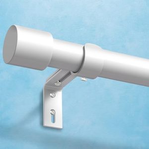 lot 25813 image: IFELS Heavy Duty Curtain Rods for Windows 72 to 144 Inch, 1 Inch White Curtain Rods for Outdoor, Farmhouse, Bedroom, Kitchen, Living Room, Adjustable Easy Install Curtain Rods (White,30-150-1Pack)