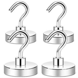 lot 25839 image: Neosmuk Magnetic Hooks Heavy Duty,130 lb Strong Magnet with Hook for Fridge, Super Neodymium Extra Strength Industrial Hooks for Hanging, Magnetic Hanger for Toolbox, Cruise