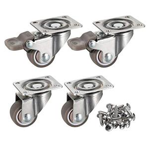 lot 25842 image: bayite 4 Pack 1 Low Profile Casters Wheels Soft Rubber Swivel Caster with 360 Degree Top Plate 100 lb Total Capacity for Set of 4 (2 with Brakes & 2 Without)