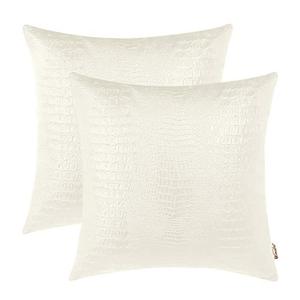 lot 25847 image: BRAWARM Faux Leather Pillow Covers 18 X 18 Inches, Ivory White Leather Pillow Covers Pack of 2, Crocodile Leather Decorative Throw Pillows for Living Room Couch Bed Sofa Home