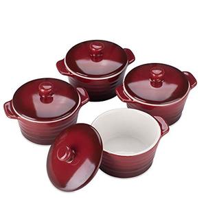 lot 25852 image: 8 OZ Mini Casserole Dish with Lid,LOVECASA Mini Cocotte with Handles Ceramic Ramekins for Baking,Cute Individual Soup Pot,Ramekins with lids oven safe for Baking, Souffle Dish,Creme Brulee,Set of 4