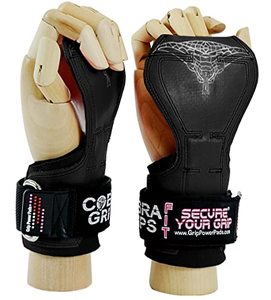 lot 25855 image: Cobra Grips PRO Weight Lifting Gloves Heavy Duty Straps Alternative to Power Lifting Hooks for Deadlifts with Built in Adjustable Neoprene Padded Wrist Wrap Support Bodybuilding (FIT Black Rubber)
