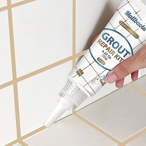 lot 25870 image: Mallbaola Tile Grout Repair Kit, 2 Pack Beige Grout Filler Tube, Grout Paint for Bathroom Shower Kitchen Floor Tile, Tile Grout Sealer for Restore and Renew Tile Line, Gaps, Grout Pen(Beige, 8.47 oz)