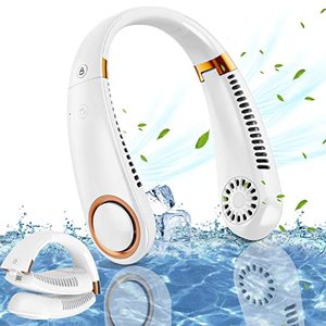 lot 25877 image: Portable Neck Fan, Livyyds Upgraded Foldable Hands Free Bladeless Neck Fan, 5000 mAh USB Rechargeable Battery Operated Personal Fan, Wearable Cooling Neck Fan Perfect for Travel, Sports, Office - White