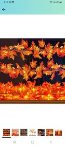 lot 25883 image: Fall Decorations for Home in Thanksgiving Lighted Fall Garland Maple Leaves Lights, Connectable Fall Lights for Indoor Outdoor Halloween, Thanksgiving, Holidays Decoration