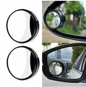 lot 25889 image: 2 pcs Blind Spot Mirrors, 2 Round HD Glass Convex 360° Wide Angle Side Rear View Mirror with ABS Housing for Cars SUV and Trucks Black