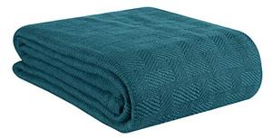 lot 25893 image: GLAMBURG 100% Cotton Bed Blanket, Breathable Bed Blanket Queen Size, Cotton Thermal Blankets Full - Queen Size, Perfect for Layering Any Bed for All Season - Teal