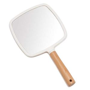 lot 25903 image: YEAKE Hand Held Mirror with Handle for Makeup,Small Cute Wood Hand Mirror for Shaving with Hole Hanging Single-Sided Portable Travel Vanity Mirror for Men&Women(Square)