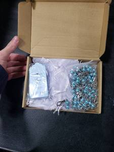lot 2597 image: Hicarer Angel Keychains Baby Shower Favors White Organza Gift Bags with Thank You Tags Angel Keychains for Guest (Blue)