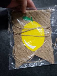 lot 2613 image: Natural Jute Burlap Banner Lemon Theme Baby Shower Party Decoration Fireplace Mantle Decoration