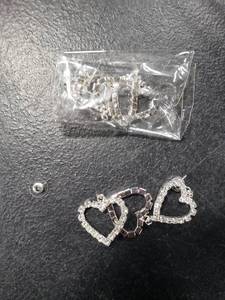 lot 2629 image: Chargances Long Heart Rhinestone Crystal Earrings Fashion Silver Love Dangle Drop Statement Earrings for Women Girls Brides Gifts Party Festival (Silver)