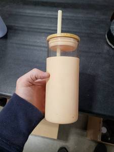 lot 2674 image: Peach Colorer Glass Cup