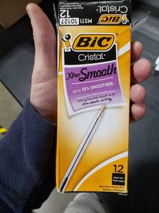 lot 2697 image: BIC Cristal Xtra Smooth Black Ballpoint Pens, Medium Point (1.0mm), 12-Count Pack, Extra Smooth and Reliable Ballpoint Pens