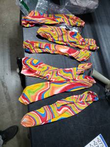 lot 2716 image: Fan Blade Designs Swirling Rainbow Ceiling Fan Blade Covers