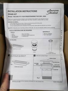 lot 2719 image: American Standard 1582000.295 Drain and Overflow Kit, Brushed Nickel - Retail $142.09