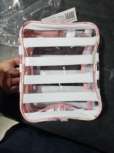 lot 2720 image: Conair Makeup Bag, Large Double Zip Toiletry and Cosmetic Bag, Perfect Size for Use At Home or Travel, Double Zip Organizer Shape in Pink Floral Print