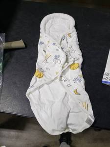 lot 2738 image: Knirose Swaddle Blankets, Unisex Baby Wrap for Newborn Baby Boys Girls with Head-Protecting & Head-Supporting Function, Wearable Swaddle Sleep Sack Made of Combed Cotton (Planet, White, 0-3 Months)