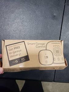 lot 2803 image: myQ Chamberlain Smart Garage Control - Wireless Garage Hub and Sensor with Wifi & Bluetooth - Smartphone Controlled, myQ-G0401-ES, White