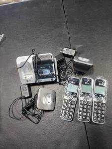 lot 2841 image: AT&T BL102-3 DECT 6.0 3-Handset Cordless Phone for Home with Answering Machine, Call Blocking, Caller ID Announcer, Audio Assist, Intercom, and Unsurpassed Range, SilverBlack