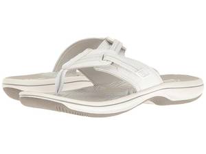 lot 2864 image: Clarks Women s Brinkley Jazz Flip Flop White Synthetic Size 6.0
