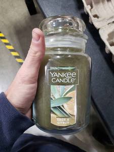 lot 2865 image: Yankee Candle Sage & Citrus Scented, Classic 22oz Large Jar Single Wick Candle, Over 110 Hours of Burn Time