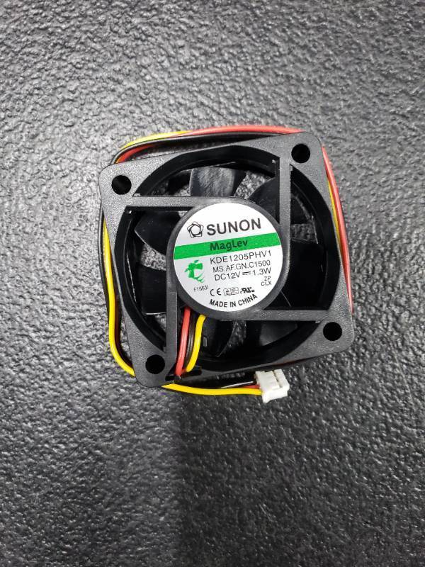 lot 4372 image: SUNON KDE1205PHV1.MS.AF.GN Brushless Tubeaxial Fan, 3-12 Lead Connection, 17 CFM, Vapo Bearing, 87mA, 1 Watt, 33 dBA, 50 mm L x 50 mm W x 15 mm H