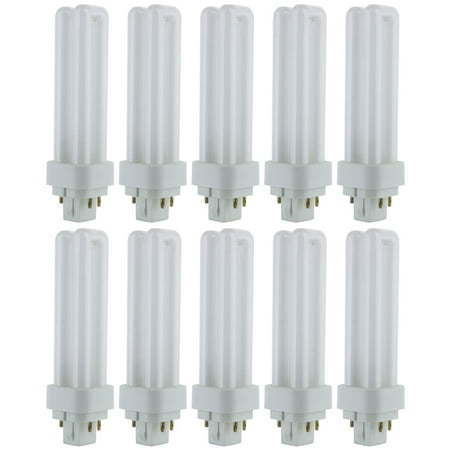 lot 4515 image: 10 Pack Sunlite 13 Watt PLD 4-Pin Double U-Shaped Twin Tube G24Q-1 Base Super White