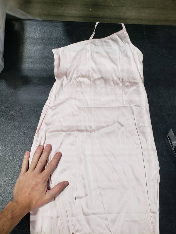 lot 5324 image: SHENHE Womens Satin Backless Cowl Neck Sleeveless Tie Back Cami Tank Crop Tops Light Pink M