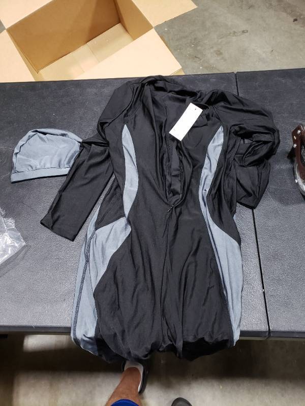 lot 5499 image: Wowdecor Modest One Piece Swimsuits for Women Girls Full Coverage Burkini (Black, XXXL)