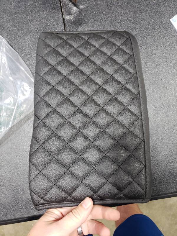 lot 5515 image: HOOMIN Black Car Center Console Cover for Tesla Model 3 & Y, PU Leather Car Center Armrest Protection Cushion, Elbow Pad