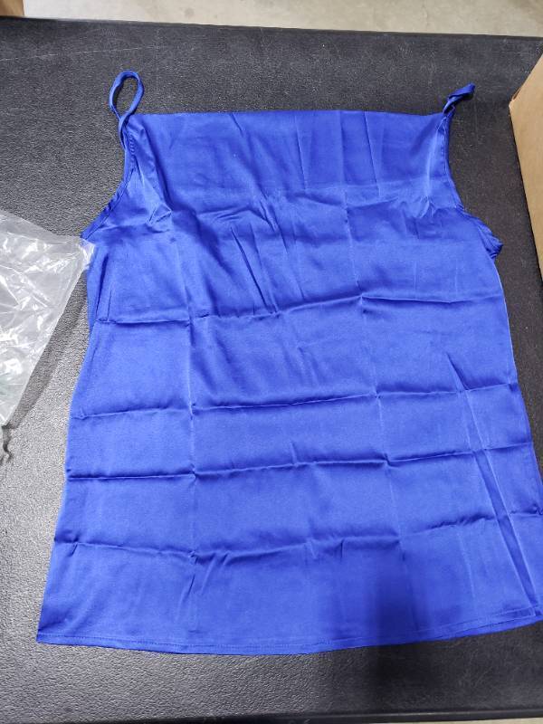 lot 5548 image: Miqieer Basic Womens Silk Tank Top Ladies V-Neck Camisole Silky Loose Sleeveless Blouse Satin Tank Shirt(Cowl Neck-Royal Blue,M)