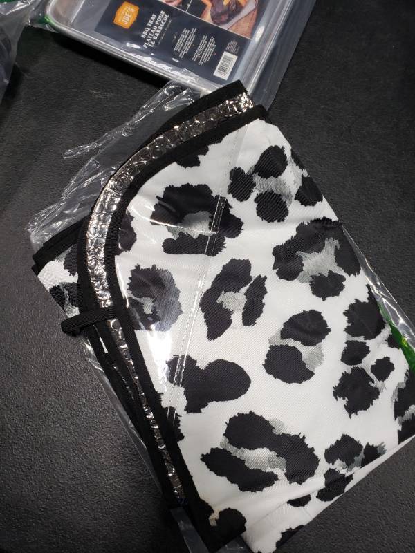 lot 5555 image: Car Sunshades for Front Windshield Auto Sunshield Shade Foldable White Leopard Black Cheetah Car Sun Visor Blocks UV Rays Heat Protection SUV Truck