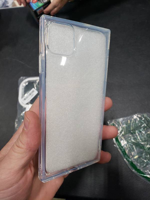 lot 5565 image: Tzomsze iPhone 11 Pro Max Clear Case - Square Design, Reinforced Corners, Slim Shock Absorption TPU Silicone Shell