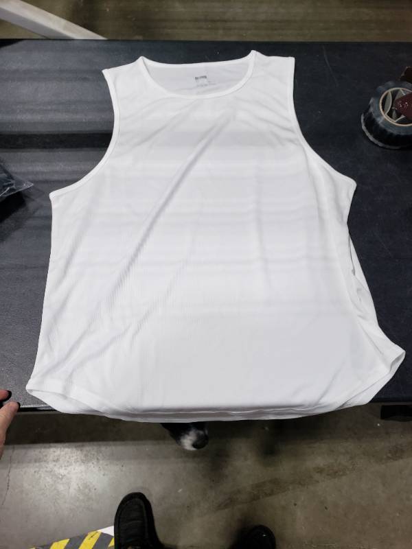 lot 6239 image: meioro Mens Mesh Tank Top White Shirt Quick Dry Sleeveless Shirts Fitting Muscle Tank Tops Sport Round Neck T-Shirt