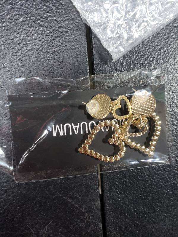 lot 6410 image: BUAJIUBUA Heart Earrings Drop Pearl Heart Earrings for Women Girls Teens Rhinestone Earrings Gold Plated
