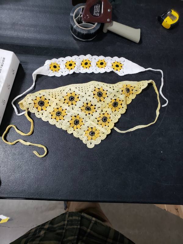 lot 7002 image: Molans 2pcs Crochet Hair Bandanas Women Knitted Hairbands Floral Headscarf for Women Girls