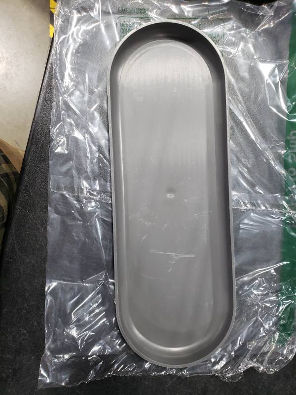 lot 7025 image: The HC Companies 15 Inch Oval Sprite Pot Plant Saucer - Indoor Outdoor Plastic Plant Trays for Pots - 15x5.21x.93, Faux Concrete