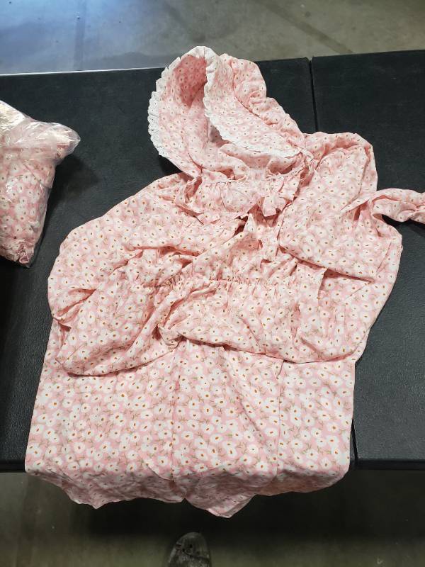 lot 7105 image: FORTMAC Pioneer Costumes for Women-Pioneer Prairie Dress Women Old Fashion Pioneer Trek Laura Ingalls Dress Pink S