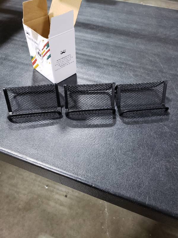 lot 7904 image: Mr. Pen- Metal Mesh , 3 Pack, Black, Card Holder for Desk Business Cards, Desk Card Holder, Business Card Stand, Business Card Display, Card Holder for Office