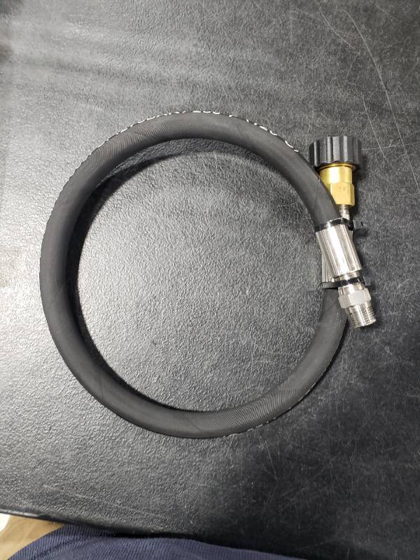 lot 1476 image: TOOLCY 38 Pressure Washer Whip Hose with Swivel 4000 PSI, Steel Braided Jumper Hose, Hose Reel Connector Hose for Pressure Washing, 38 MNPT Connectors & Brass M22 Female Adapter, 2 FT