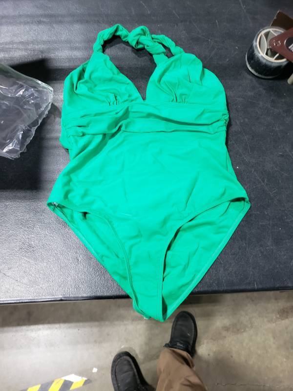lot 1500 image: Inadays Womens One Piece Swimsuit One-Shoulder Swimwear Waist Cutout Swimsuit Green