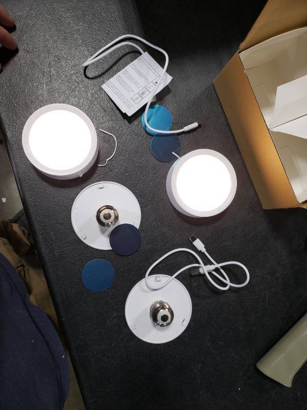 lot 1502 image: Yuewilai LED Battery Operated Light Bulbs with Remote, 2 Pack USB Rechargeable Battery Powered Dimmable Light with E26 Screw in for Non Electric Wall Sconce, Table Lamps, Pendant Light Fixture (2)